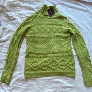 Garnet Hill Lime Green 100% Cashmere.  NWT